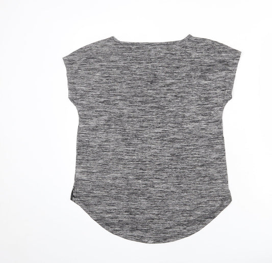 USA Pro Womens Grey Nylon Basic T-Shirt Size 8 Round Neck Pullover