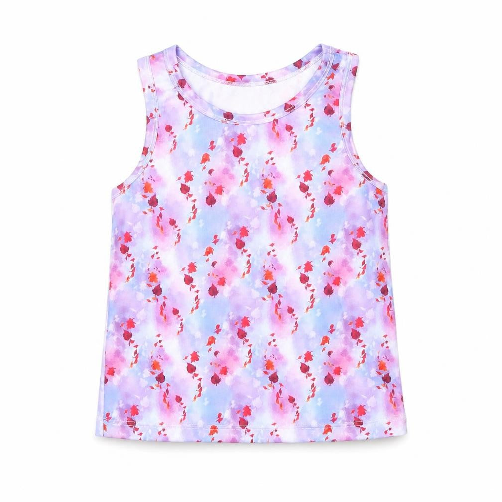 Front view of Souluxe girls’ multicoloured geometric polyester basic tank, size 2-3, years round neck pullover