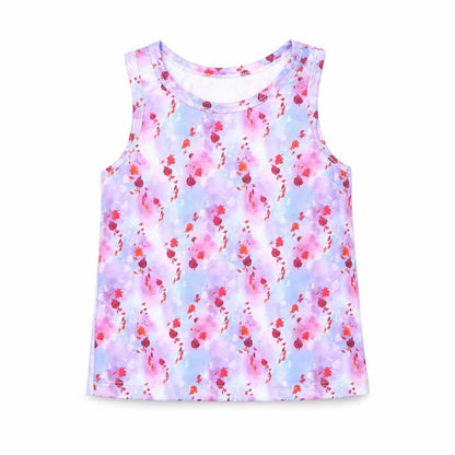 Front view of Souluxe girls’ multicoloured geometric polyester basic tank, size 2-3, years round neck pullover