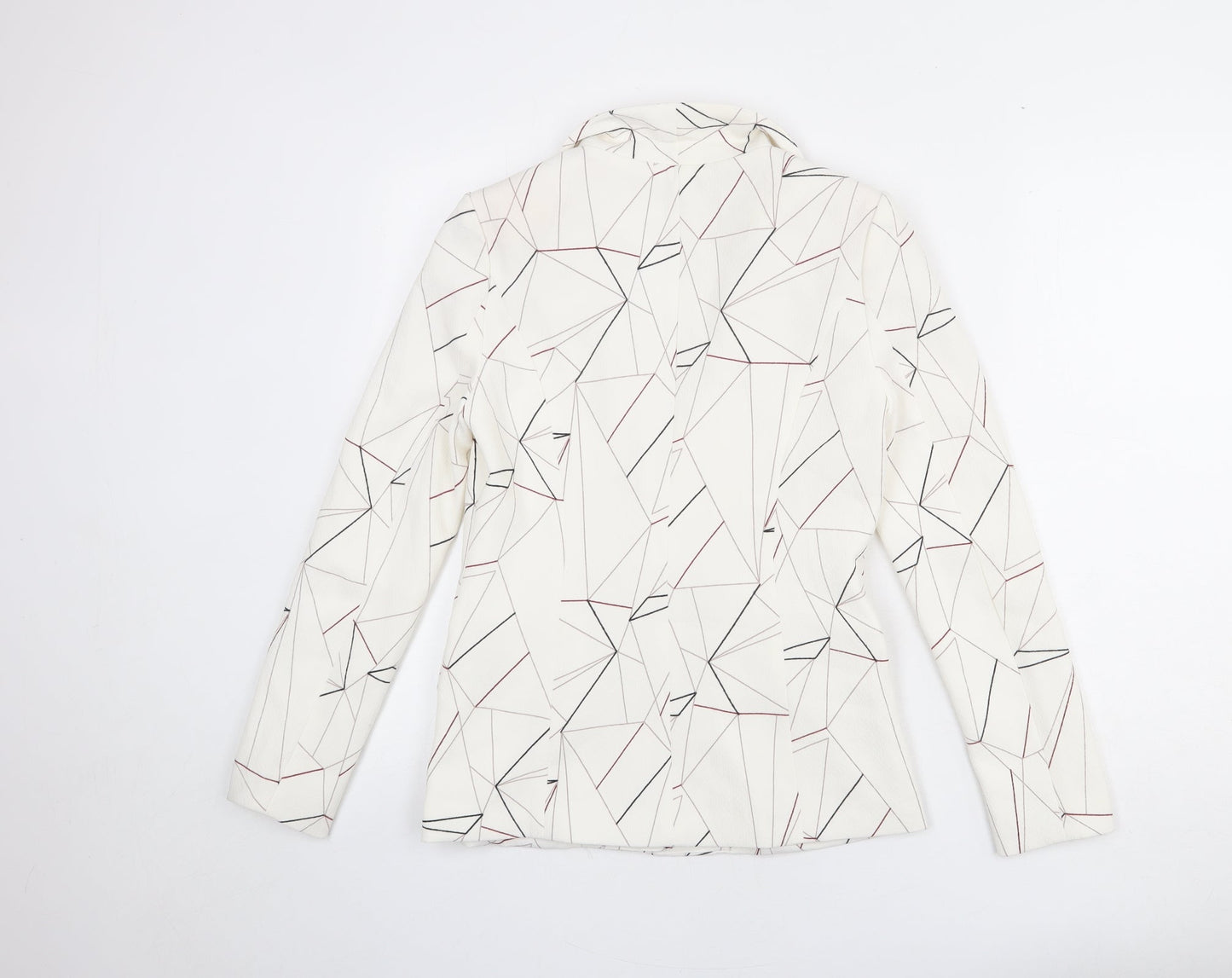 Vera & Lucy Womens Ivory Geometric Polyester Jacket Blazer Size S