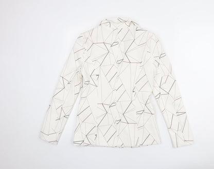 Vera & Lucy Womens Ivory Geometric Polyester Jacket Blazer Size S