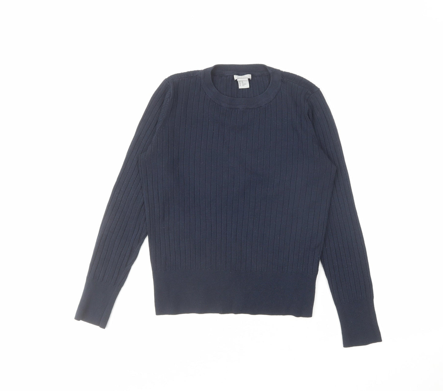 H&M Womens Blue Crew Neck Viscose Pullover Jumper Size XS