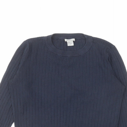 H&M Womens Blue Crew Neck Viscose Pullover Jumper Size XS