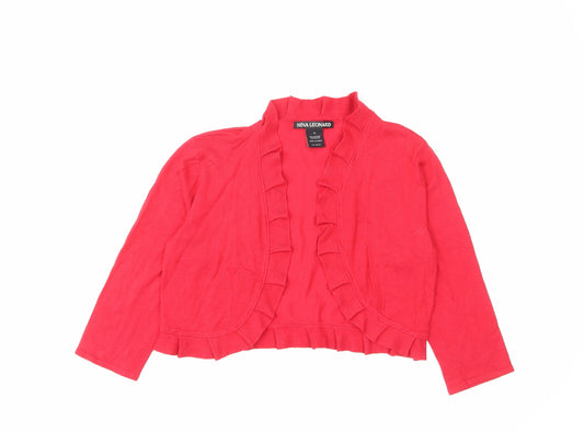 Womens UK Size M Nina Leonard Red Cardigan Jumper