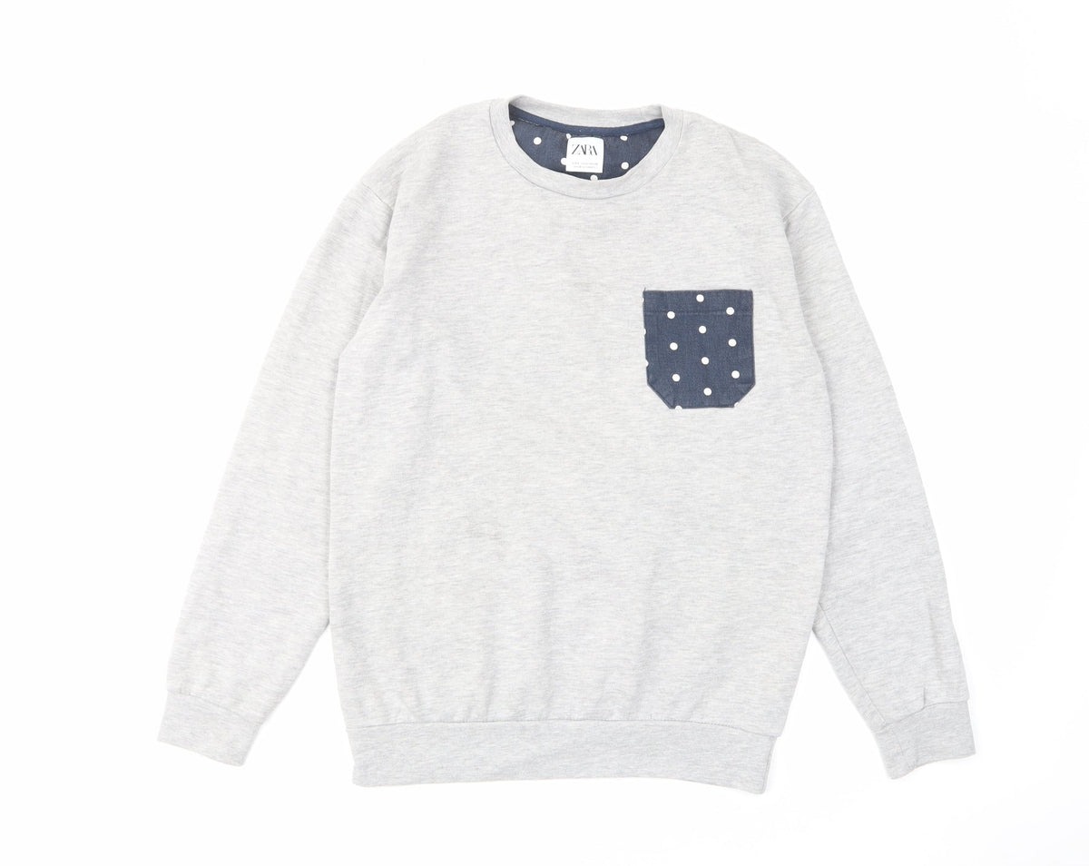 Zara Womens Grey Cotton Pullover Sweatshirt Size S Pullover