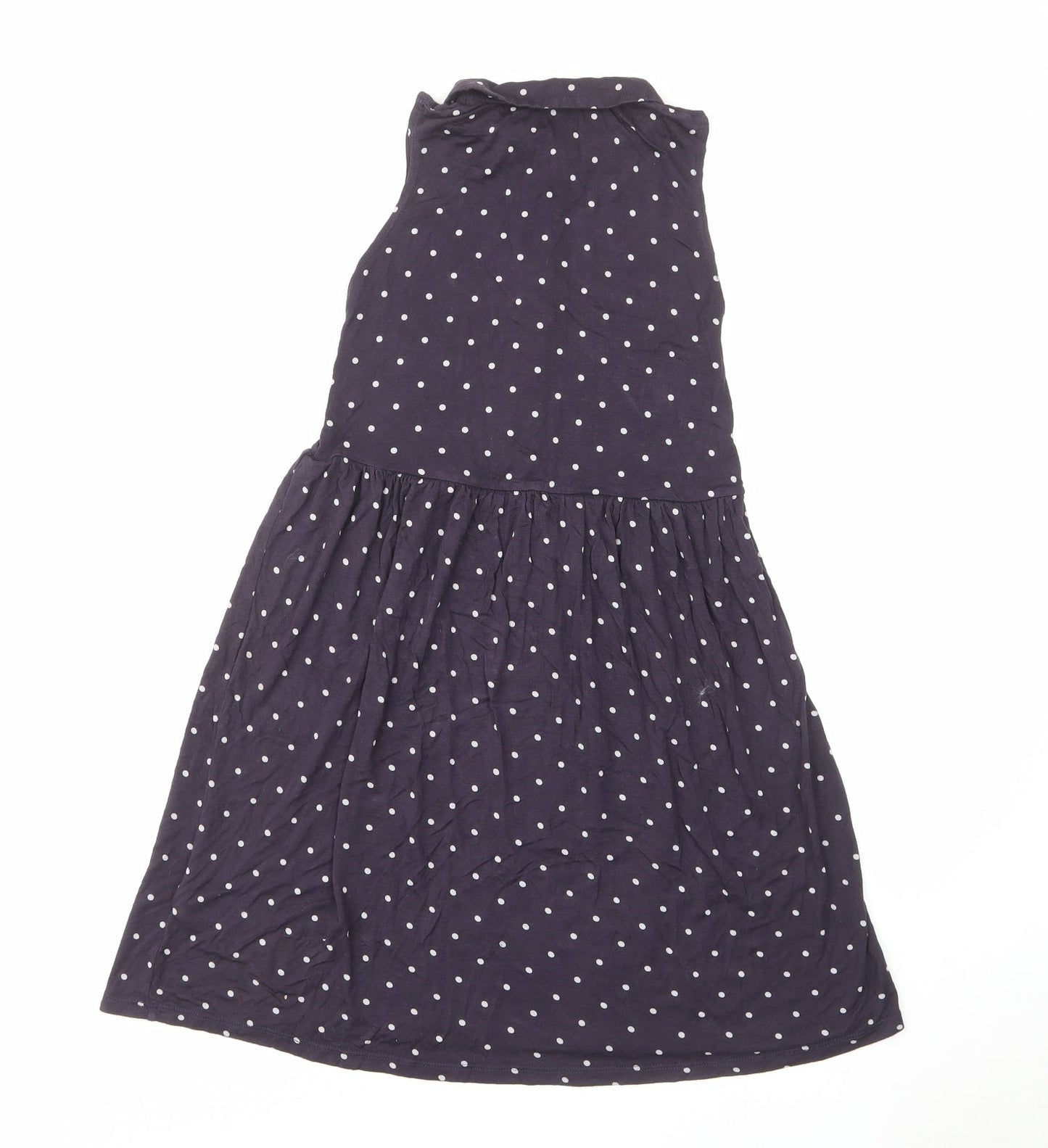 H&M Girls Blue Polka Dot Viscose A-Line Size 6-7 Years Collared Button