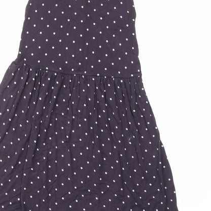 H&M Girls Blue Polka Dot Viscose A-Line Size 6-7 Years Collared Button