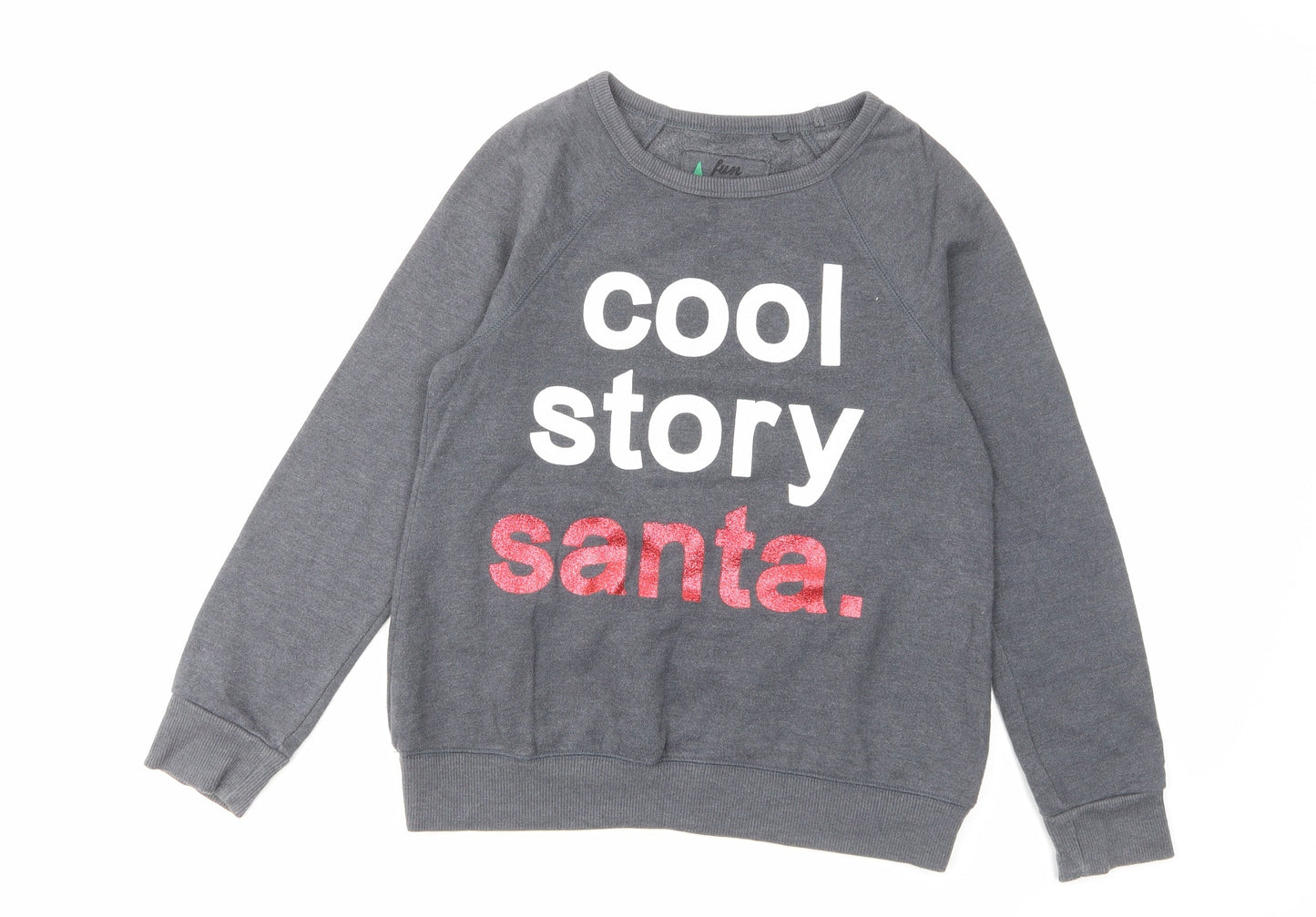 NEXT Boys Grey Cotton Pullover Sweatshirt Size 12 Years Pullover - Cool Story Santa