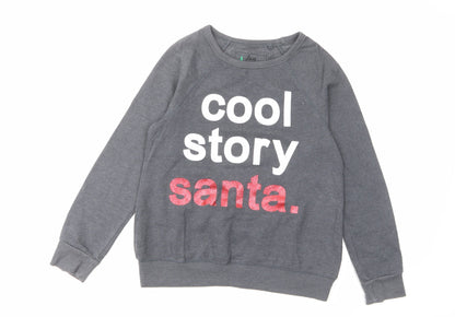 NEXT Boys Grey Cotton Pullover Sweatshirt Size 12 Years Pullover - Cool Story Santa