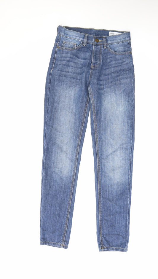 Denim & Co. Womens Blue Cotton Skinny Jeans Size 26 in L30 in Slim Button - Washed Denim Look