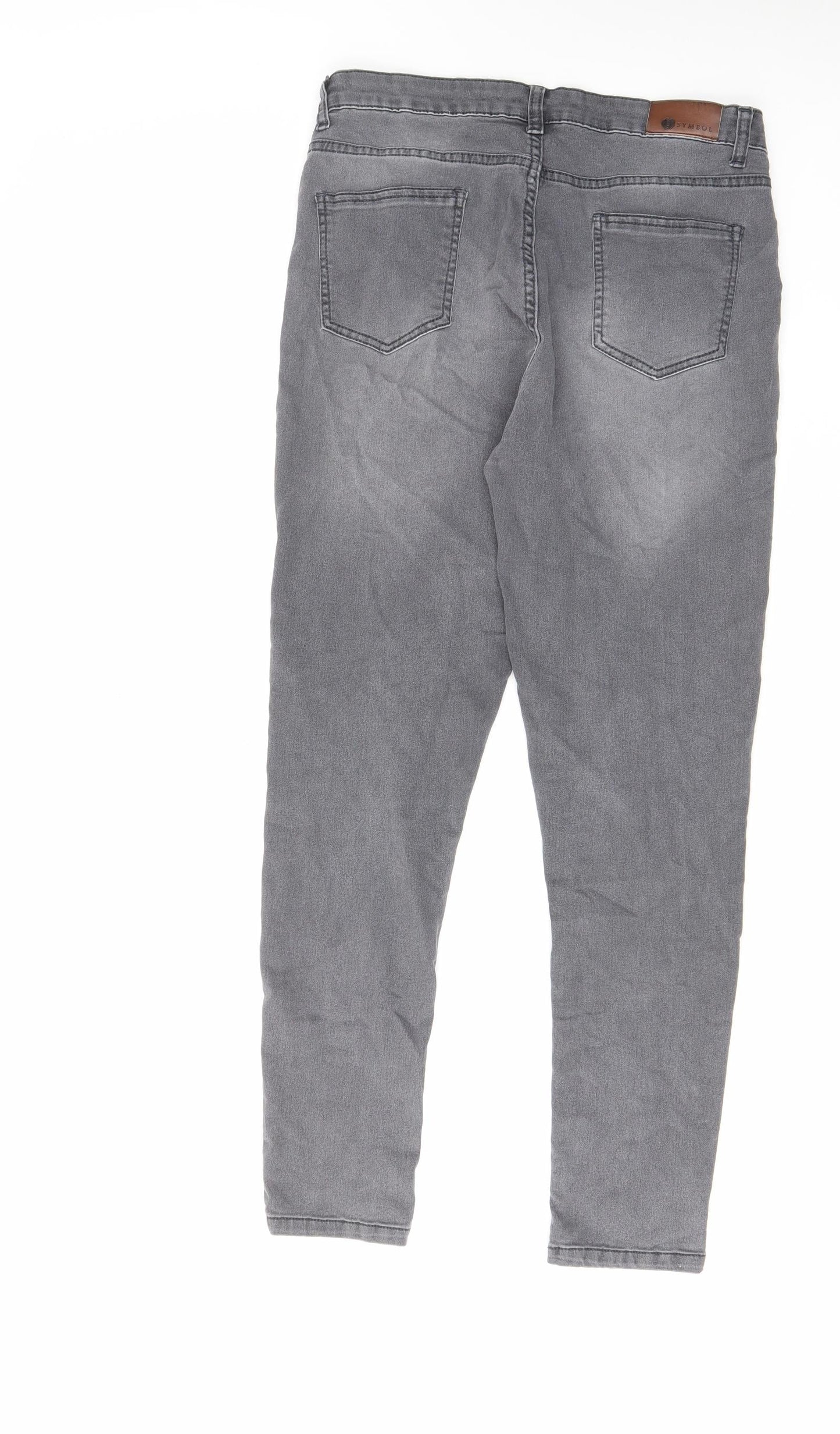 Symbol Womens Grey Cotton Skinny Jeans Size 32 in L26 in Regular Zip