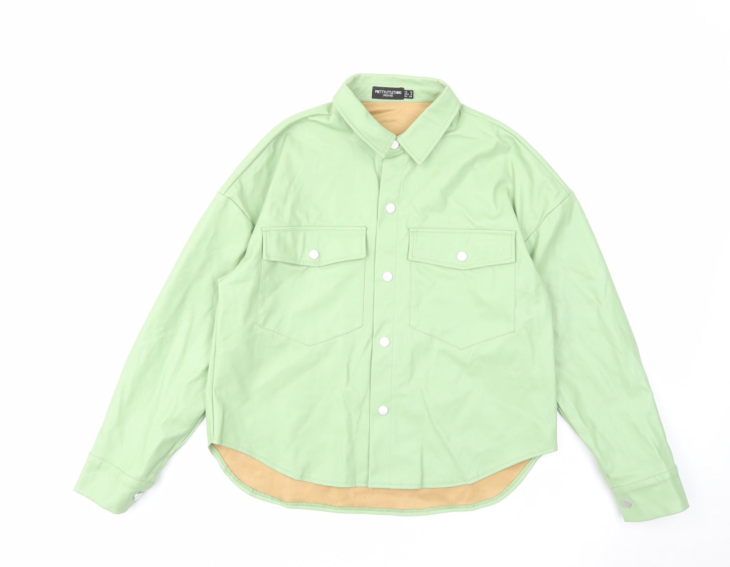 Womens UK Size 6 PRETTYLITTLETHING Green Basic Button-Up