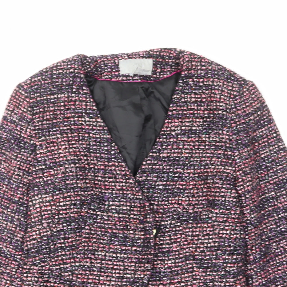H&M Womens Multicoloured Jacket Blazer Size 10 Zip - Open