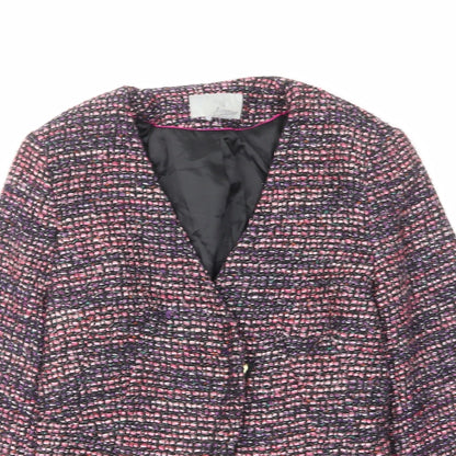 H&M Womens Multicoloured Jacket Blazer Size 10 Zip - Open