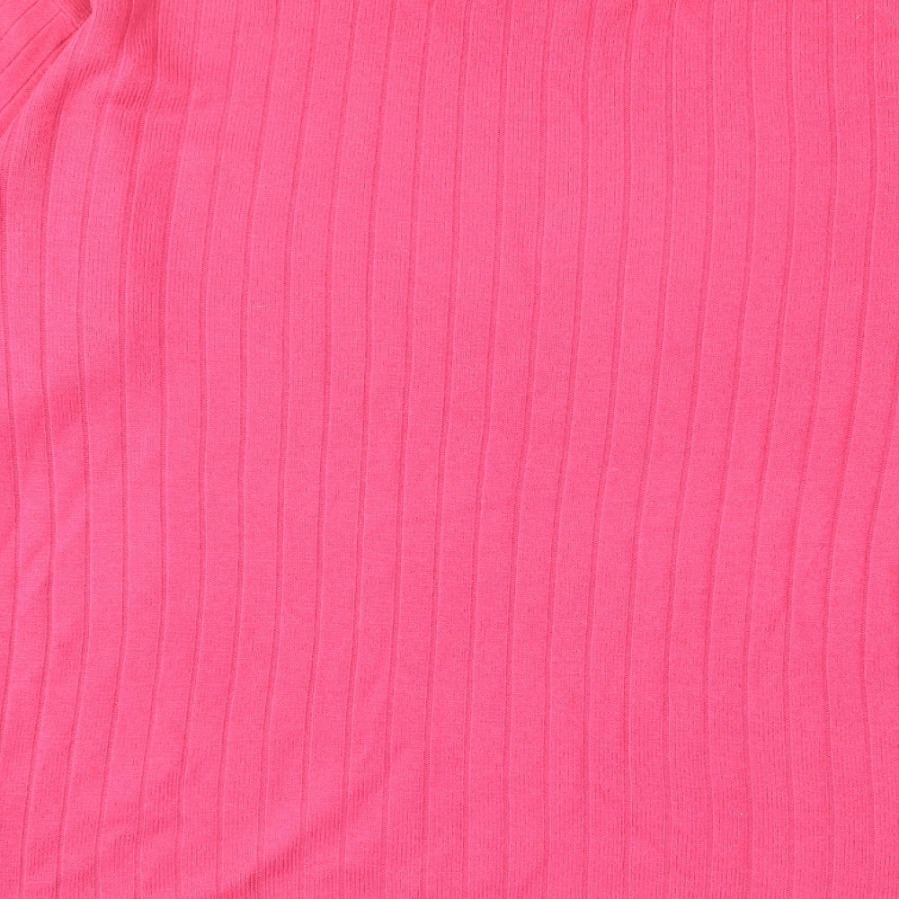 Mixed Spice Womens Pink Crew Neck Acrylic Pullover Jumper Size L - Ribbed