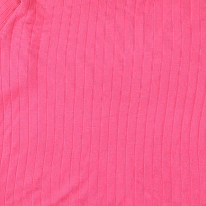 Mixed Spice Womens Pink Crew Neck Acrylic Pullover Jumper Size L - Ribbed