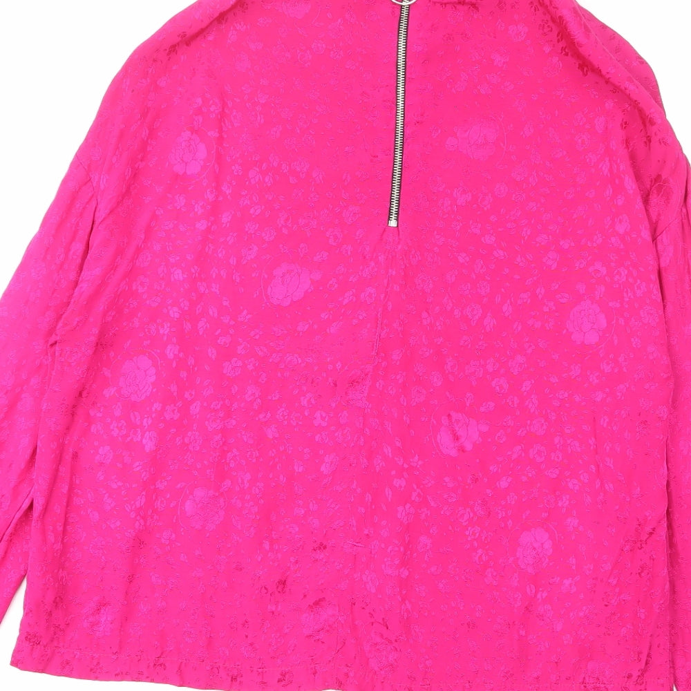 Womens UK Size 10 Topshop Pink Basic Blouse