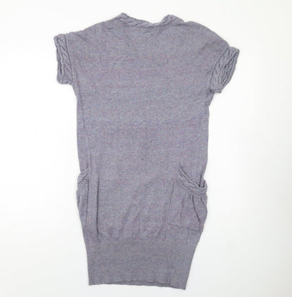 Miss Selfridge Womens Blue Viscose Jumper Dress Size 8 Round Neck Pullover