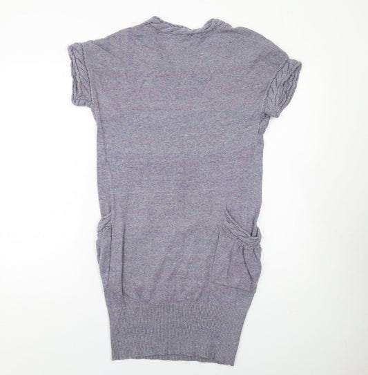 Miss Selfridge Womens Blue Viscose Jumper Dress Size 8 Round Neck Pullover