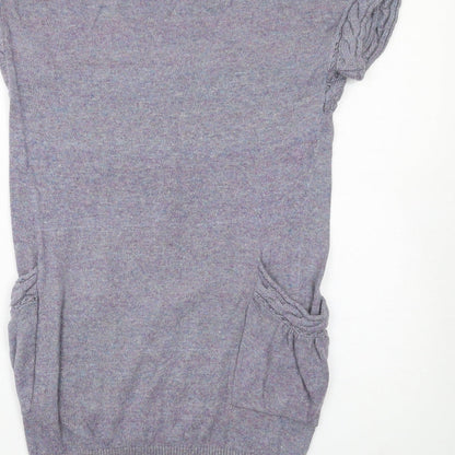 Miss Selfridge Womens Blue Viscose Jumper Dress Size 8 Round Neck Pullover