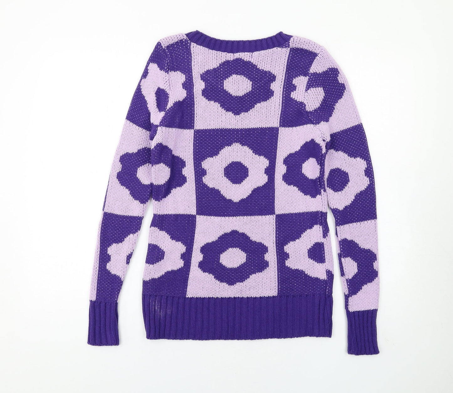 Urban Dream Womens Purple Round Neck Geometric Acrylic Pullover Jumper Size M