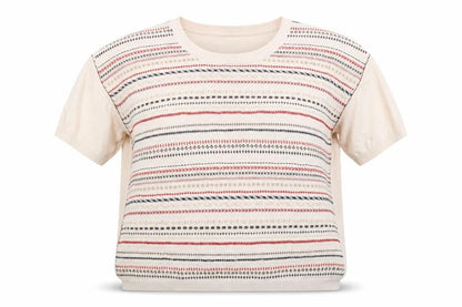 NW.3 Womens Beige Round Neck Geometric Cotton Pullover Jumper Size 12 - Embroidered