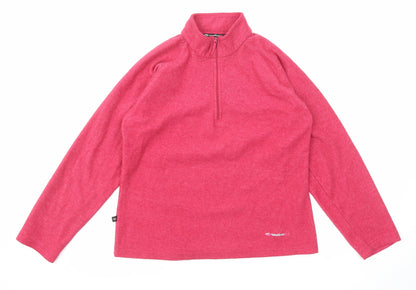 Mountain Life Womens Pink Polyester Pullover Sweatshirt Size 14 Zip - Quarter-Zip
