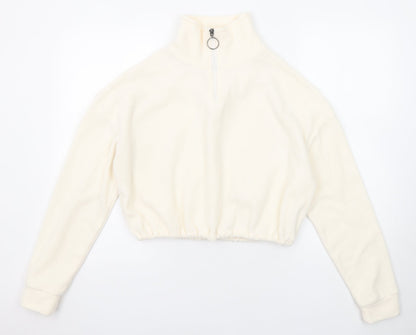 Brave Soul Womens Ivory Polyester Pullover Sweatshirt Size XS Zip - Quarter-Zip