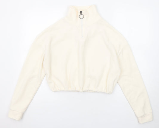 Brave Soul Womens Ivory Polyester Pullover Sweatshirt Size XS Zip - Quarter-Zip