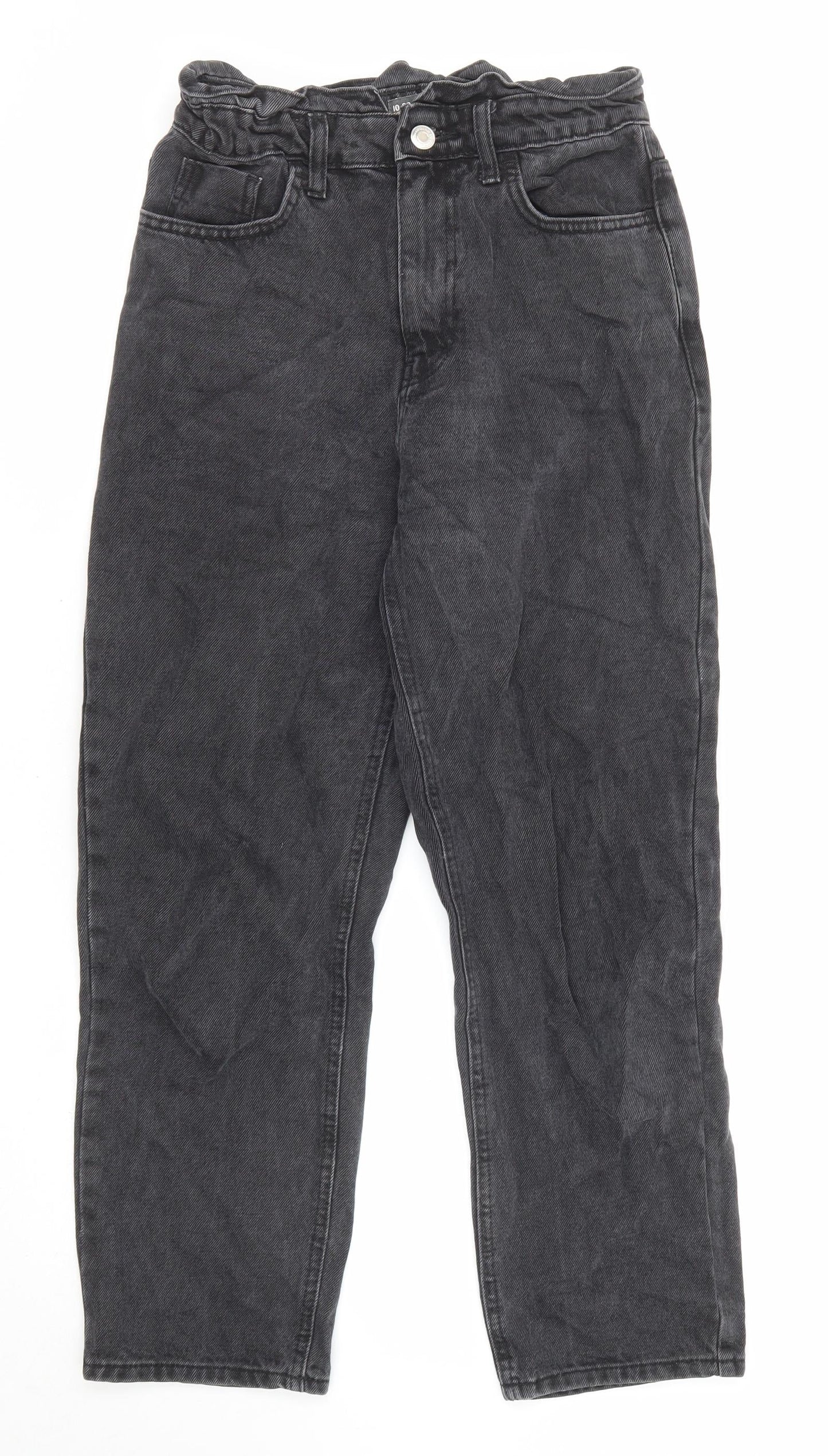 Denim & Co. Womens Black Cotton Straight Jeans Size 10 L24 in Regular Zip - Elastic Waist