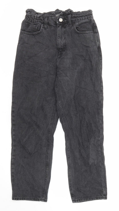 Denim & Co. Womens Black Cotton Straight Jeans Size 10 L24 in Regular Zip - Elastic Waist