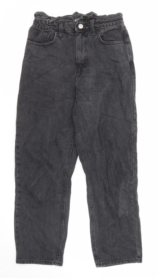 Denim & Co. Womens Black Cotton Straight Jeans Size 10 L24 in Regular Zip - Elastic Waist