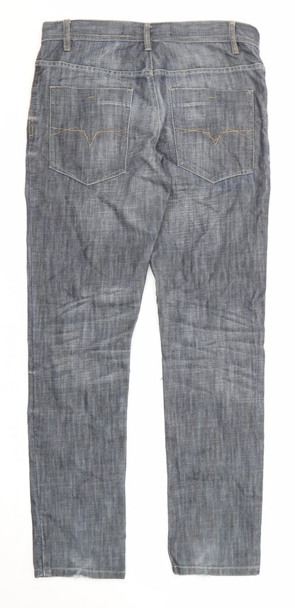 Burton Mens Blue Cotton Straight Jeans Size 32 in L32 in Regular Zip