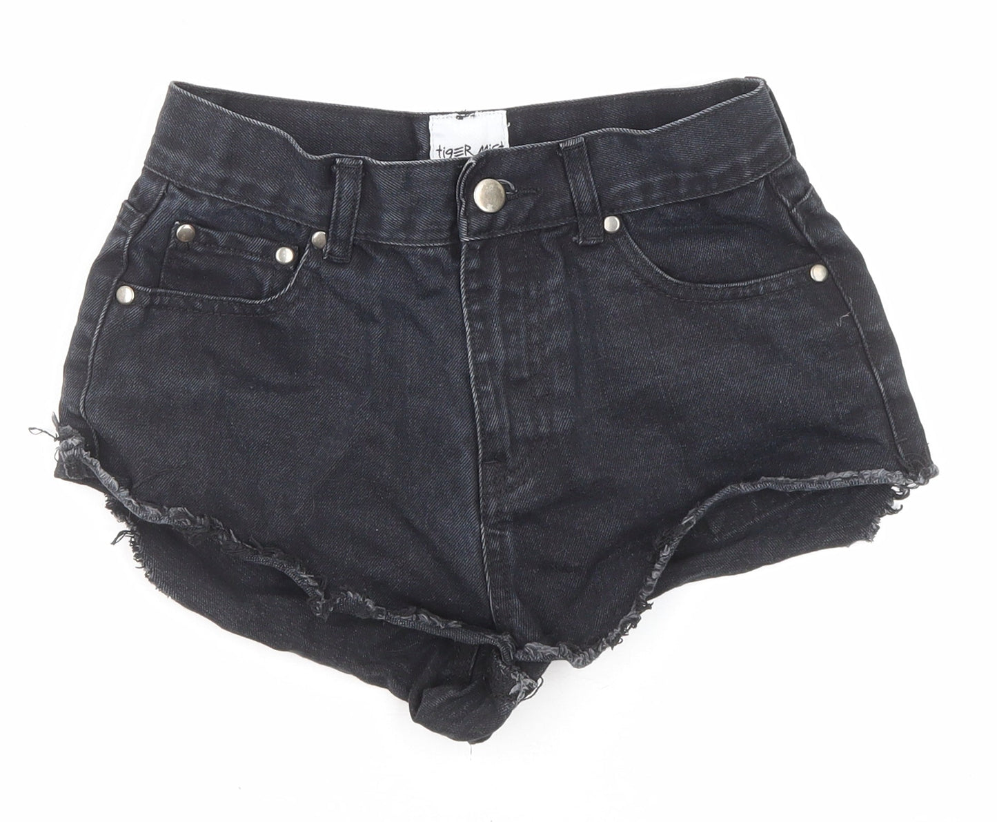 Tiger Mist Womens Black Cotton Cut-Off Shorts Size 8 Regular Zip