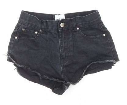 Tiger Mist Womens Black Cotton Cut-Off Shorts Size 8 Regular Zip