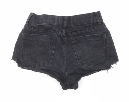 Tiger Mist Womens Black Cotton Cut-Off Shorts Size 8 Regular Zip