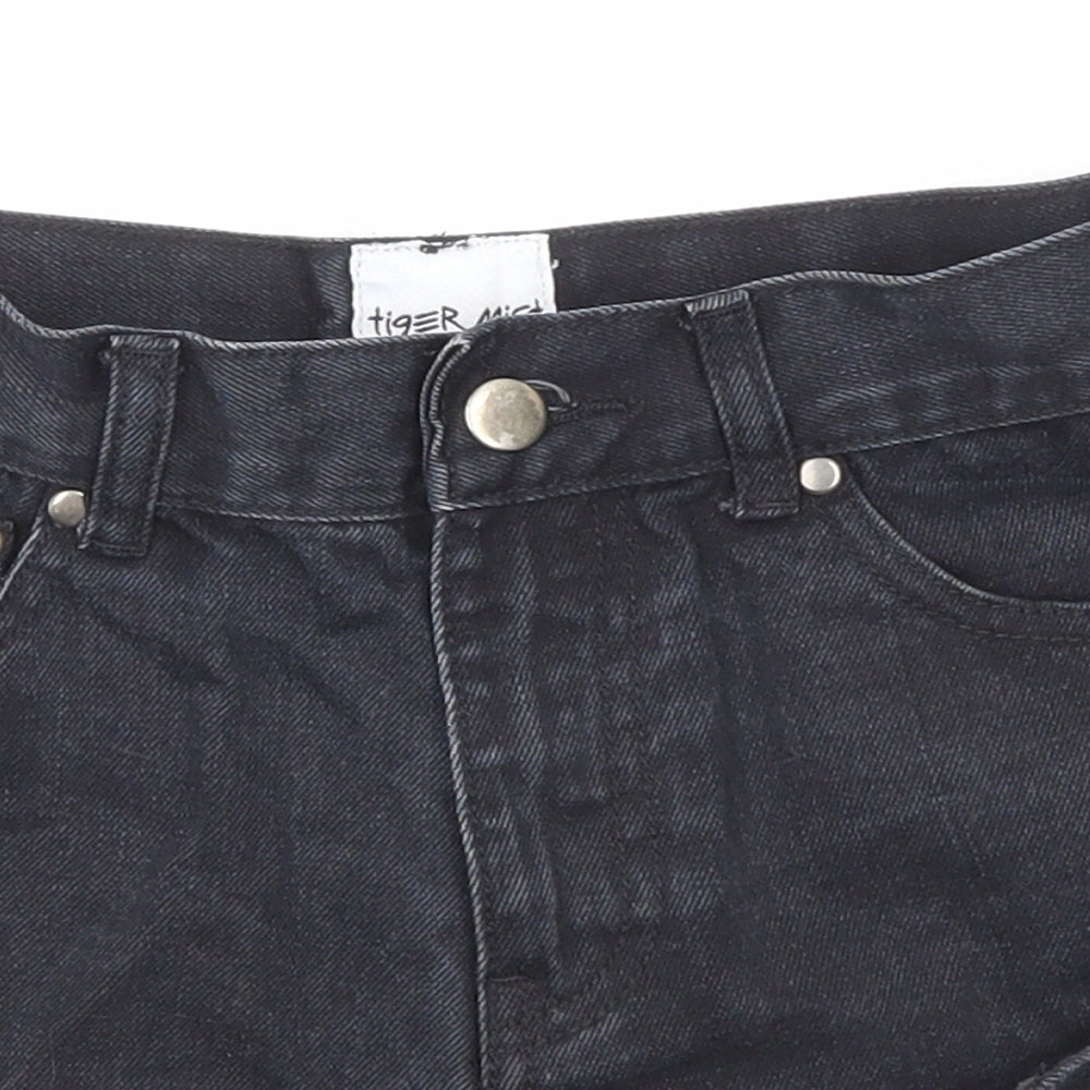 Tiger Mist Womens Black Cotton Cut-Off Shorts Size 8 Regular Zip
