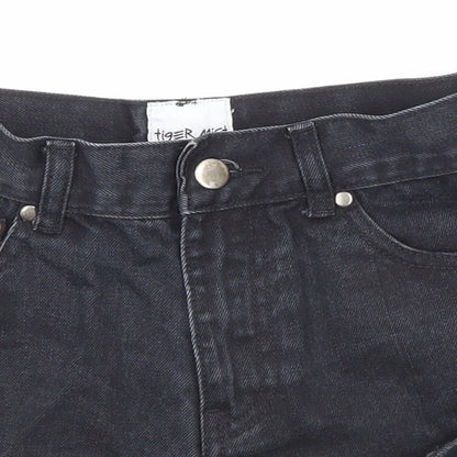 Tiger Mist Womens Black Cotton Cut-Off Shorts Size 8 Regular Zip
