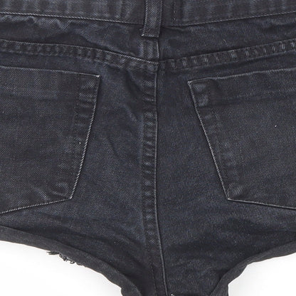 Tiger Mist Womens Black Cotton Cut-Off Shorts Size 8 Regular Zip