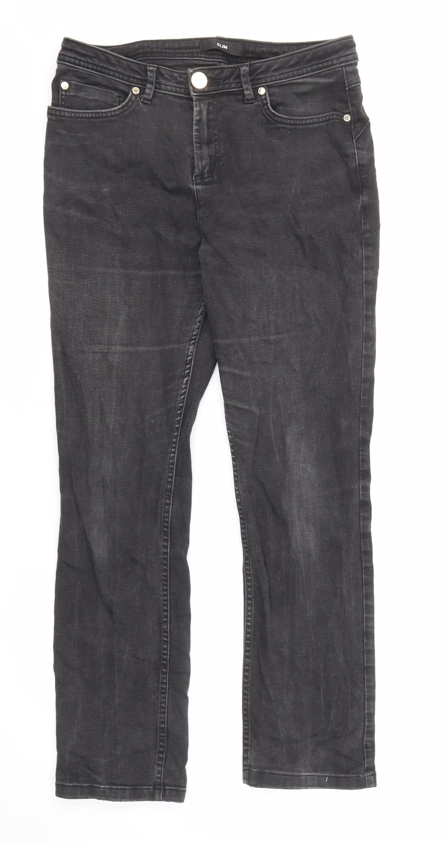 Womens UK Size 12 Marks and Spencer Slim Fit Straight Black Jeans