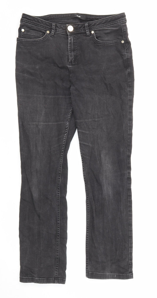 Womens UK Size 12 Marks and Spencer Slim Fit Straight Black Jeans