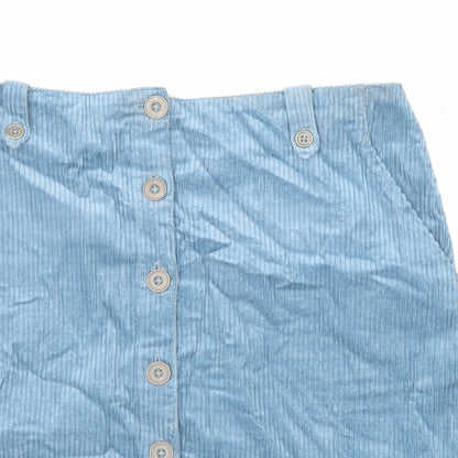 Monsoon Womens Blue Cotton A-Line Skirt Size 12 Button