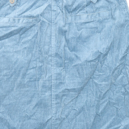 Monsoon Womens Blue Cotton A-Line Skirt Size 12 Button