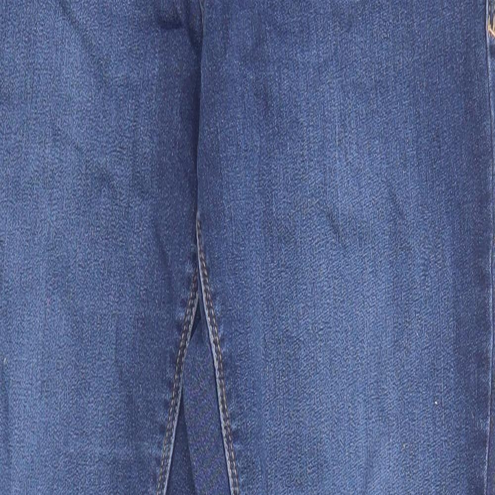 Dorothy Perkins Womens Blue Cotton Skinny Jeans Size 12 L28 in Regular Zip - Raw Hem