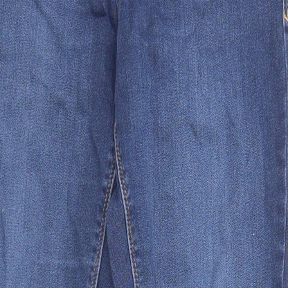 Dorothy Perkins Womens Blue Cotton Skinny Jeans Size 12 L28 in Regular Zip - Raw Hem