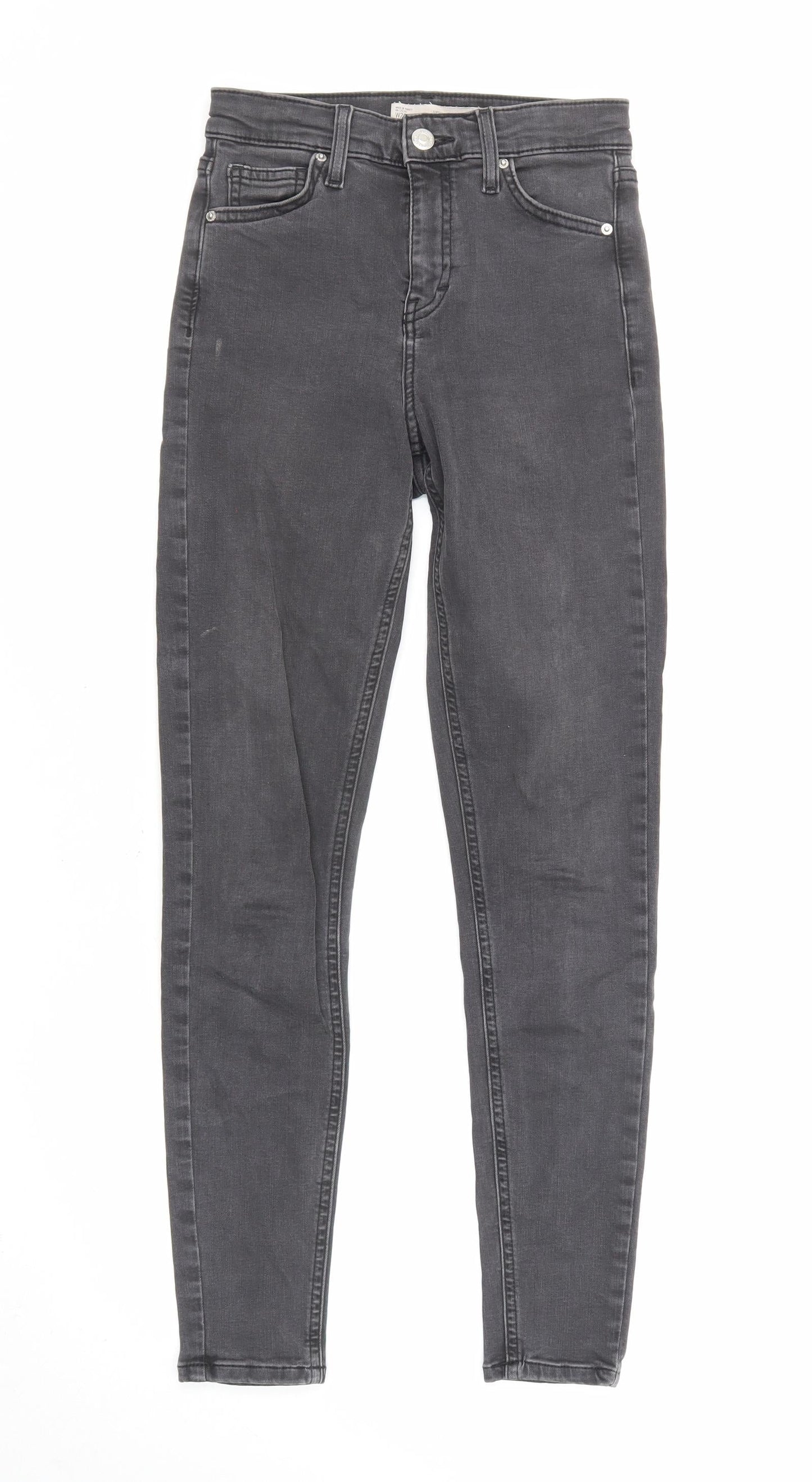 Topshop Womens Grey Cotton Skinny Jeans Size 26 in L32 in Regular Zip