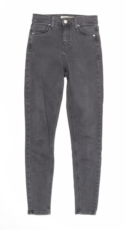 Topshop Womens Grey Cotton Skinny Jeans Size 26 in L32 in Regular Zip