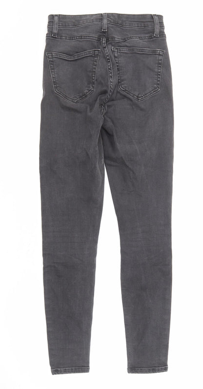 Topshop Womens Grey Cotton Skinny Jeans Size 26 in L32 in Regular Zip