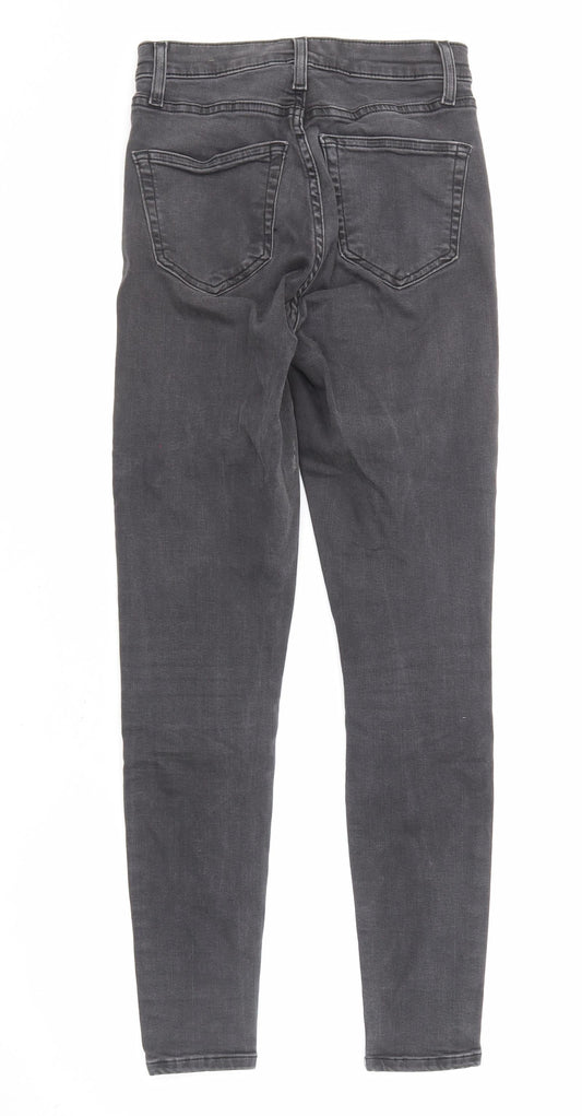 Topshop Womens Grey Cotton Skinny Jeans Size 26 in L32 in Regular Zip