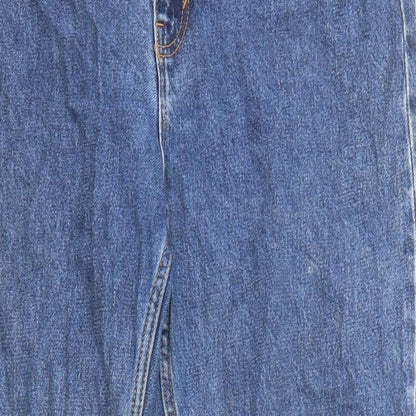 Monki Womens Blue Cotton Straight Jeans Size 32 in L28 in Regular Zip